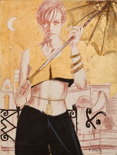 Ebbe mai primavera più bel fiore di Floriano Ippoliti, olio su tavola, 60x80 cm