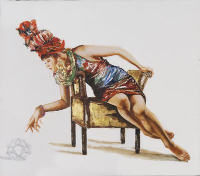 Baccante di Floriano Ippoliti, olio su tavola, 142x124 cm